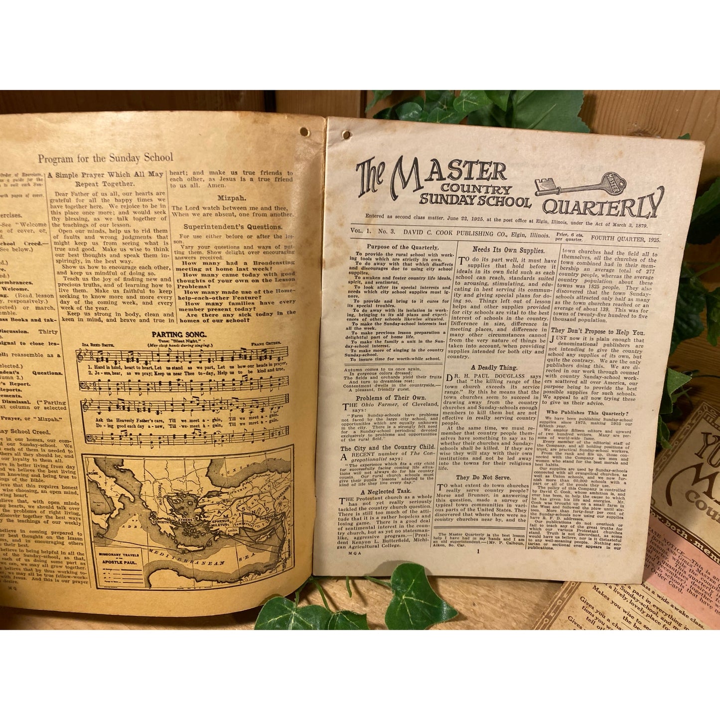 Antique Sunday School Paper Bulletin | October 1925 | The Master Country Sunday School Quarterly | Sunday School Papers | Vintage Ephemera