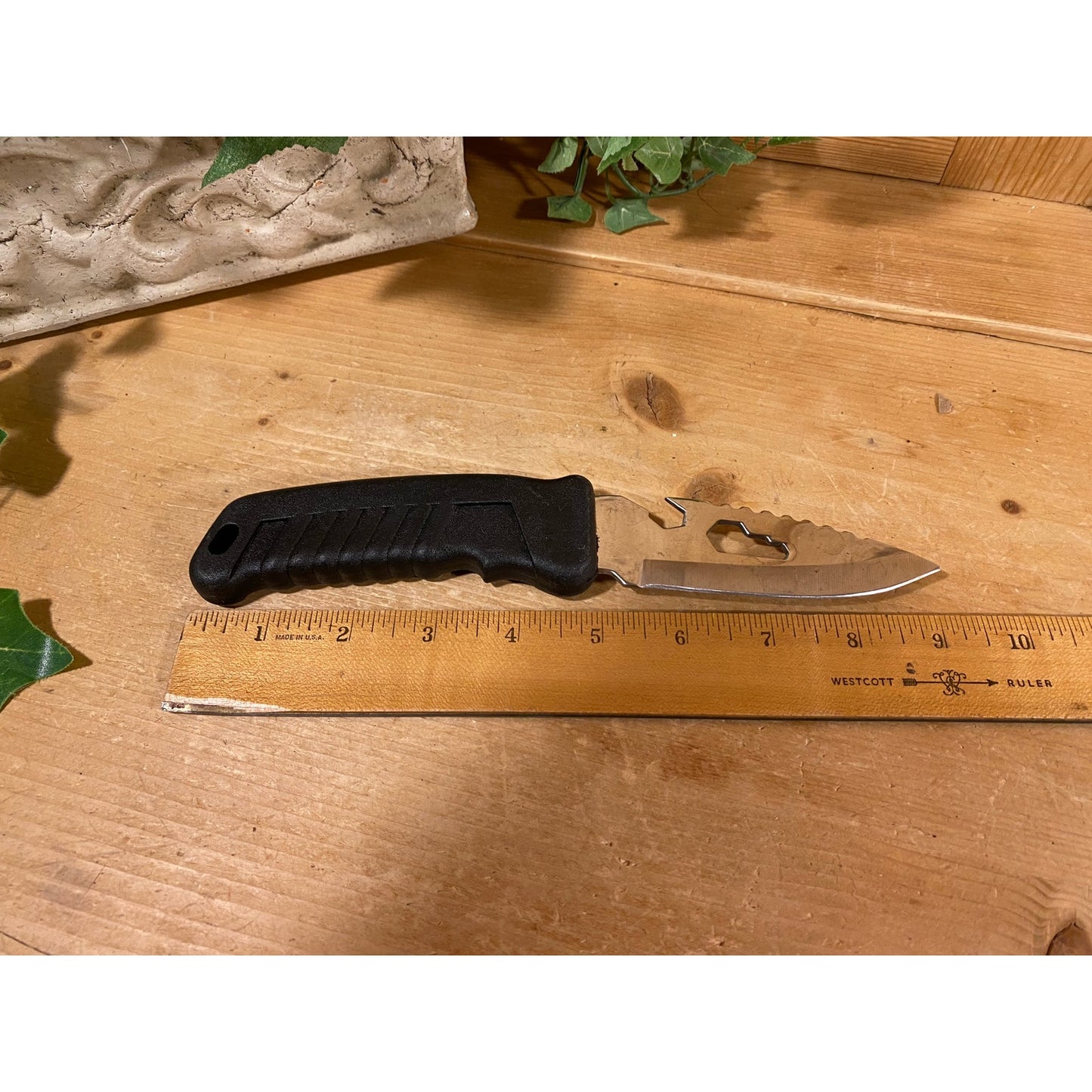 Vintage Tactical Knife with Saw Back Blade | Survival Knife with Black Handle | Outdoor Survival Knife | Camping, Fishing, Hunting, Outdoors