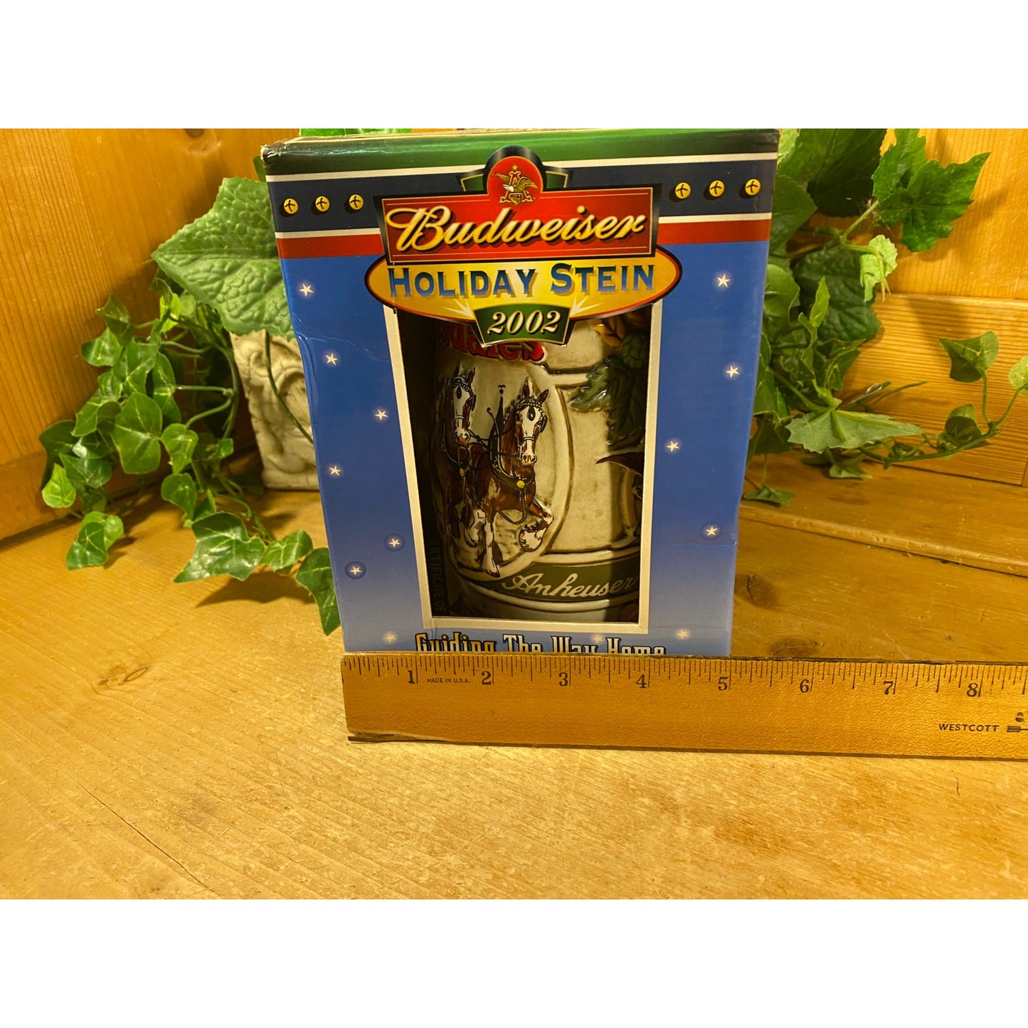 Vintage Ceramic Budweiser Stein In Original Box | 2002 | Budweiser Clydesdale Horses | Guiding the Way Home | Beer Stein | Retro Barware