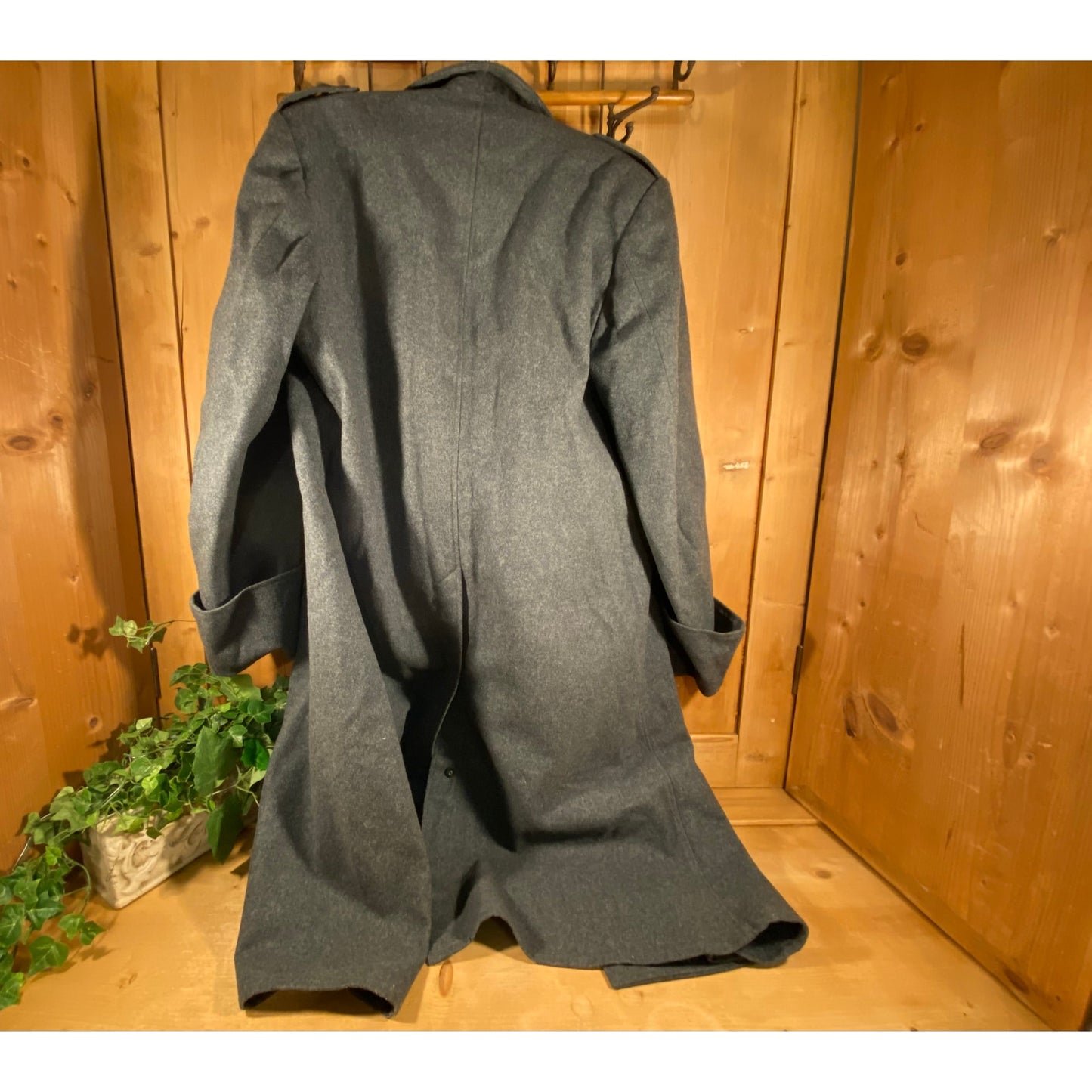 Vintage Swiss Military Surplus Double-Breasted Wool Trench Coat | Size 68 | 46" long | Facoma Ticino | Switzerland | Gray Wool Trench Coat