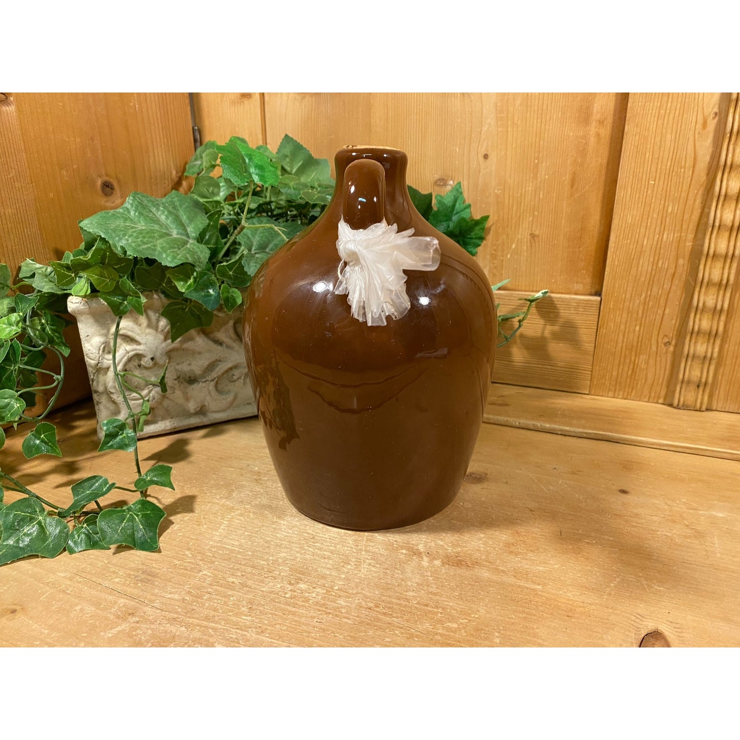 Vintage Little Brown Jug Music Box Decanter | Musical Brown Ceramic Jug Whiskey Decanter | Midcentury Modern Bar Decor | Novelty Decanter