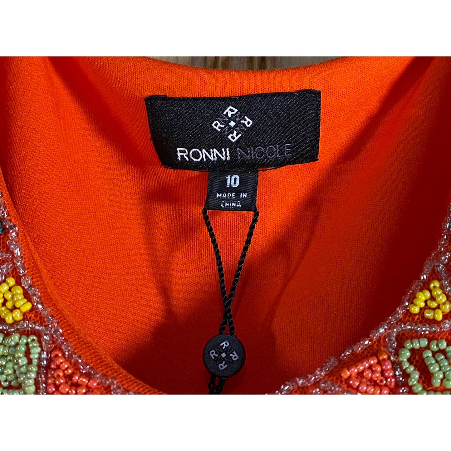 Vintage Red Sleeveless Boho Dress with Beaded Neckline | Ronni Nicole | Women's 10 | Retro 1990s Red Dress w/ Beading | Vintage 90s Fashion