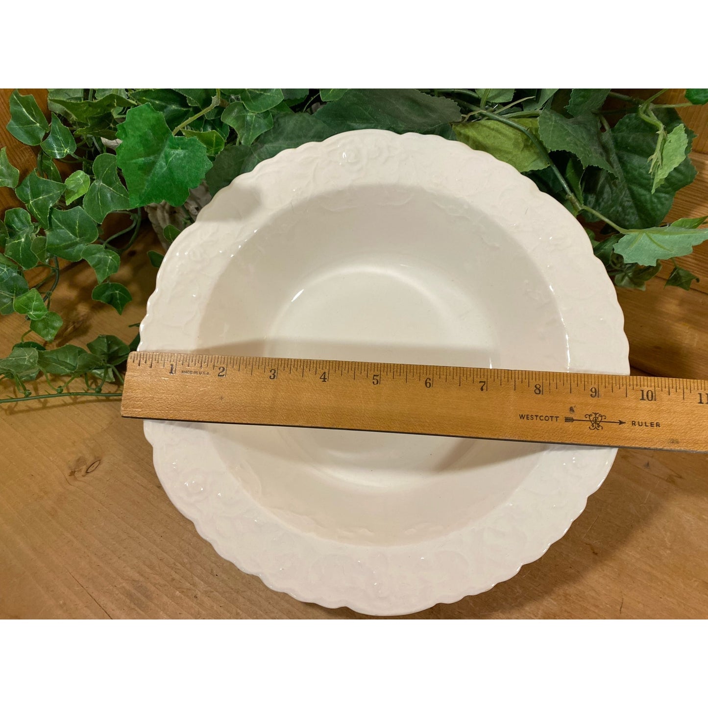 Vintage Steubenville Pottery Bowl | Rosepoint | Scalloped White Pottery Bowl | Shabby Chic Kitchen | Cottagecore Table Decor | Victorian