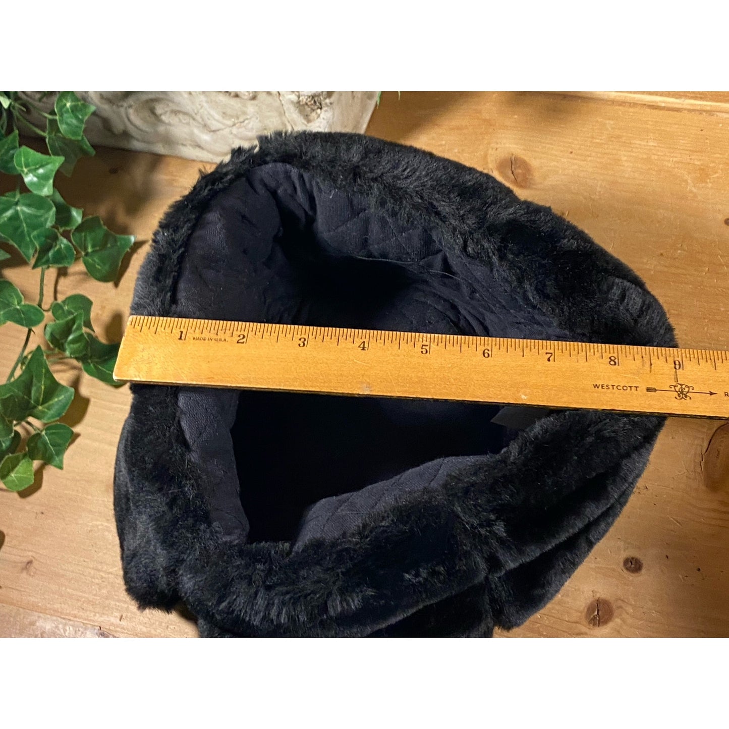 Vintage Russian Black Faux Fur Hat with Insignia Pin | Womens Fashion Faux Fur Lined Winter Hat | Vintage Womens Fashion Hat