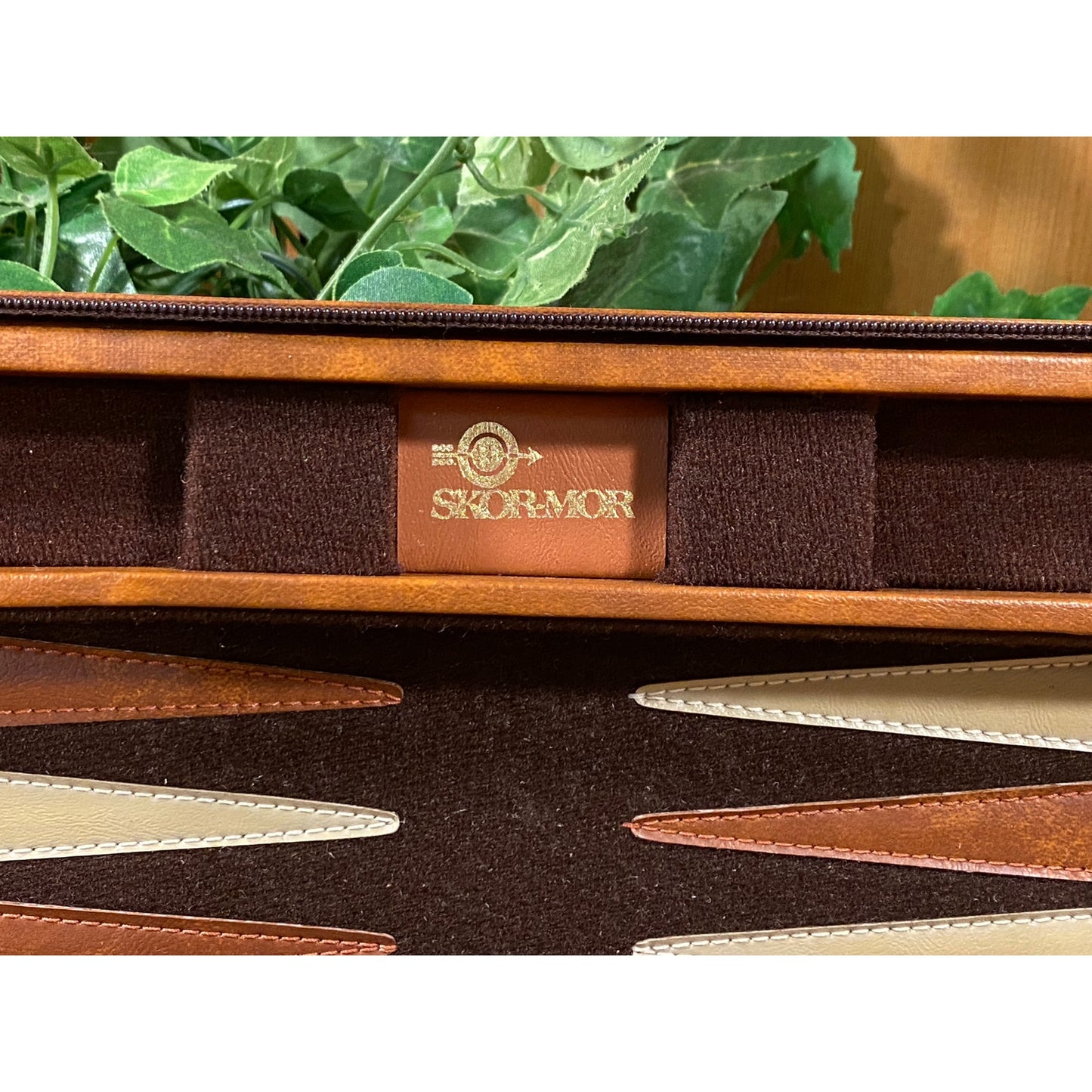 Vintage Travel Backgammon Game with Magnetic Pieces | Skor-Mor | Classic Boardgame | Retro Backgammon Travel Board | Brown Carrying Case