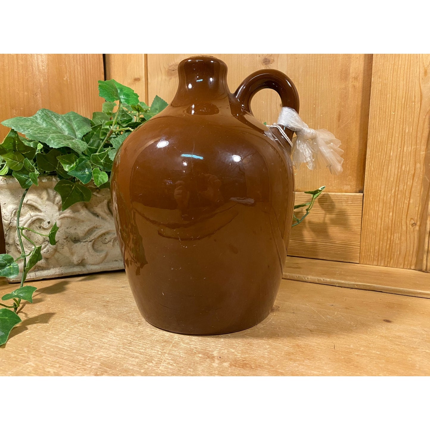 Vintage Little Brown Jug Music Box Decanter | Musical Brown Ceramic Jug Whiskey Decanter | Midcentury Modern Bar Decor | Novelty Decanter