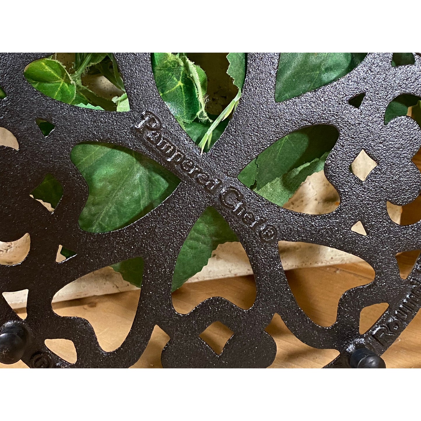 Vintage Cast Iron Coppertone Round Trivet with Hearts | Pampered Chef | 2007 | Round-Up From the Heart | 2938 | Heart Trivet | Farmhouse