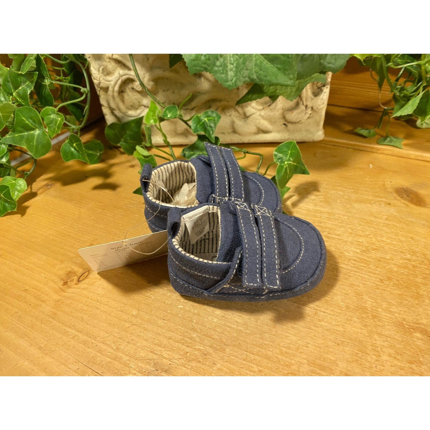 NWT Blue Suede Baby Shoes | Boys 0-3 mo. | FAO Schwarz | New Infant Boy Crib Shoes with Tags | FAO | Blue Slip-On Baby Shoes with Velcro