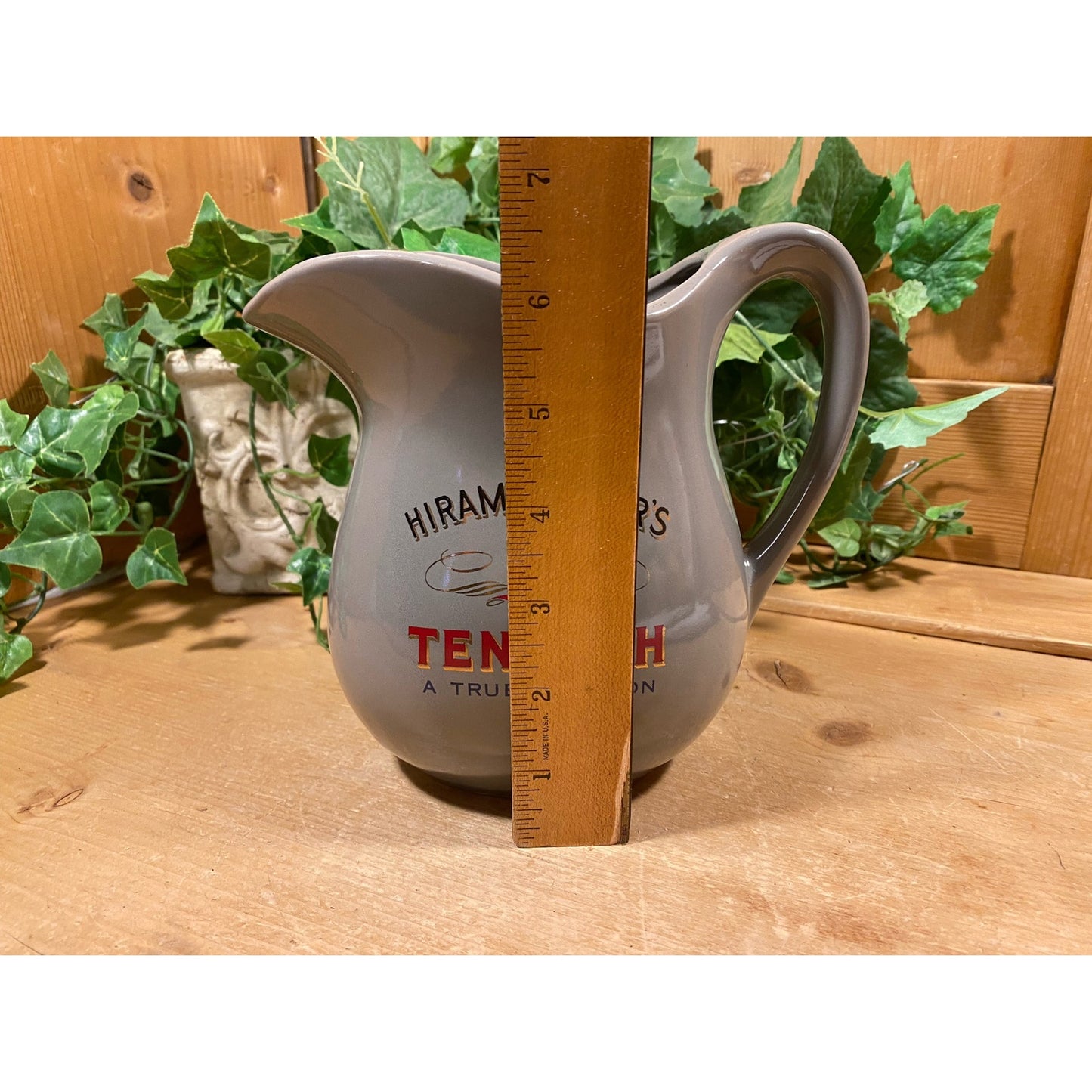 Vintage Hiram Walker Ten High Kentucky Bourbon Pitcher | Gray Ceramic Pitcher | Vintage Advertising | 1960s | Midcentury Barware | Academia