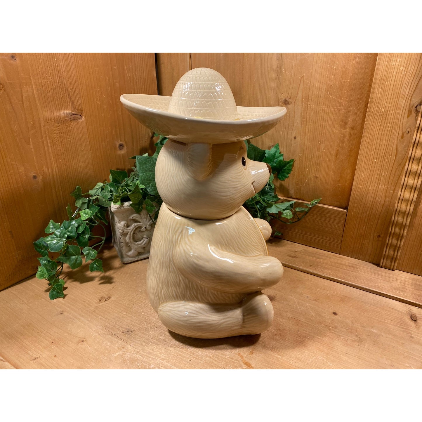 Vintage Poncho the Teddy Bear Cookie Jar | Metlox | Teddy Bear In Sombrero | Poppy Trail | Ceramic Cookie Jar | Cottagecore Kitchen Decor