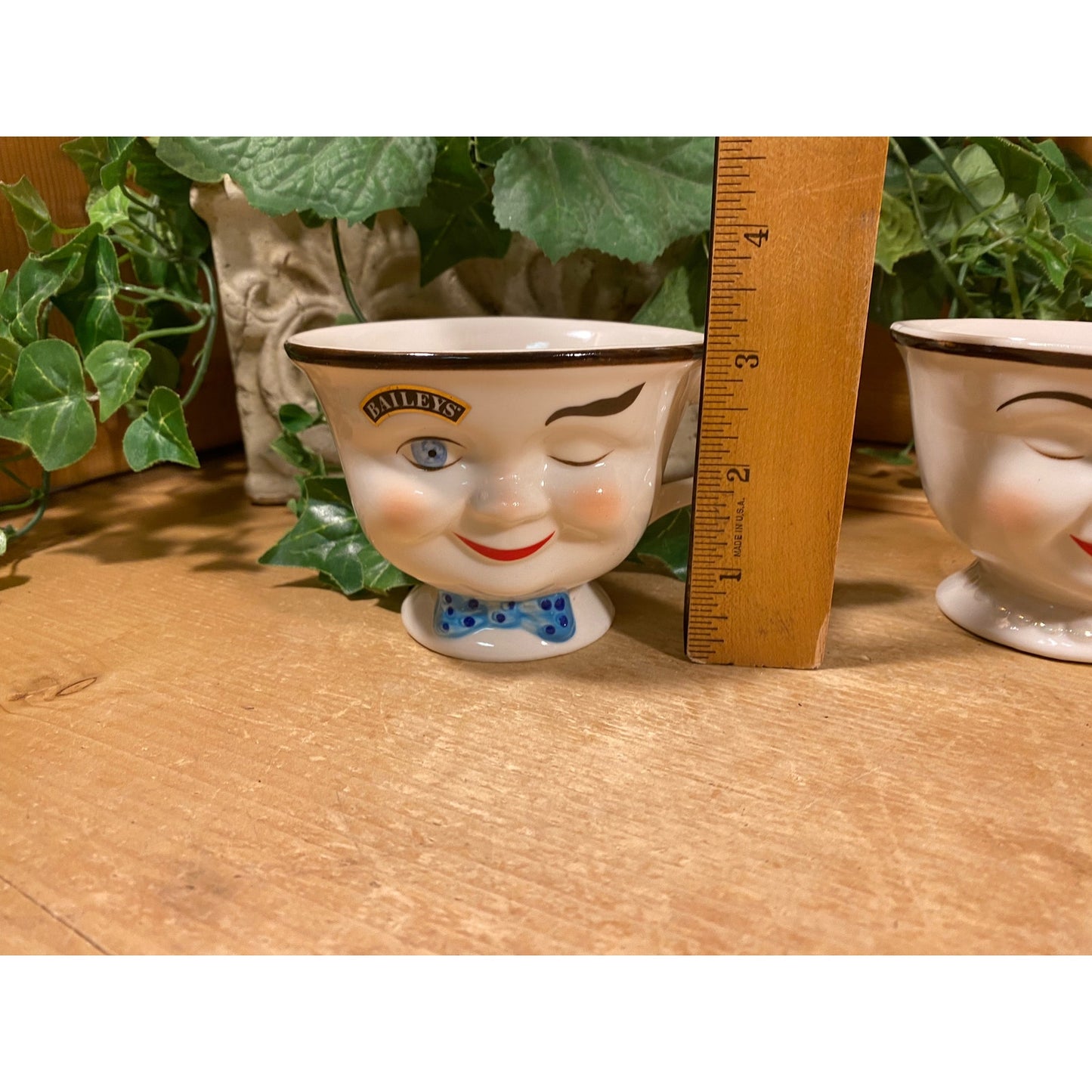 Vintage Baileys Irish Cream Winking Cups - Set of 2 | Winking Man Mug | Winking Lady Mug | Limited Edition 1996 | Yum | Baileys Face Teacups