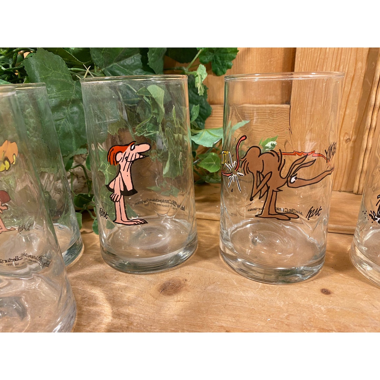 Vintage Arby's BC Ice Age Collector Series Glasses - Set of 8 | 1981 | BC Comics Tumbler Glasses | Caveman | Retro Arby's Restaurant Glasses