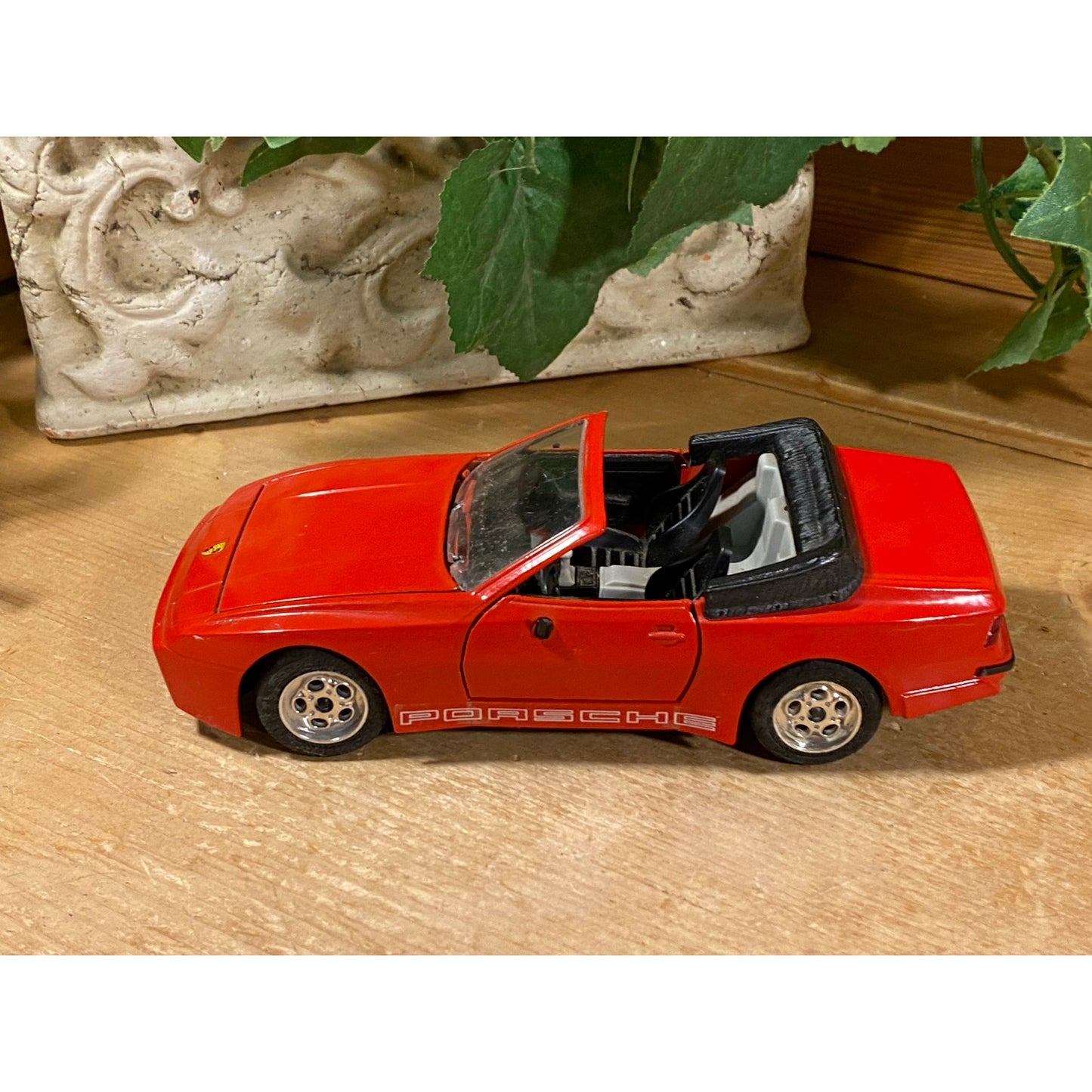 Vintage Toy Car | Red Convertible Porsche 944 Turbo | Majorette | 1:24 Scale Model Car | Collectible Miniature Car