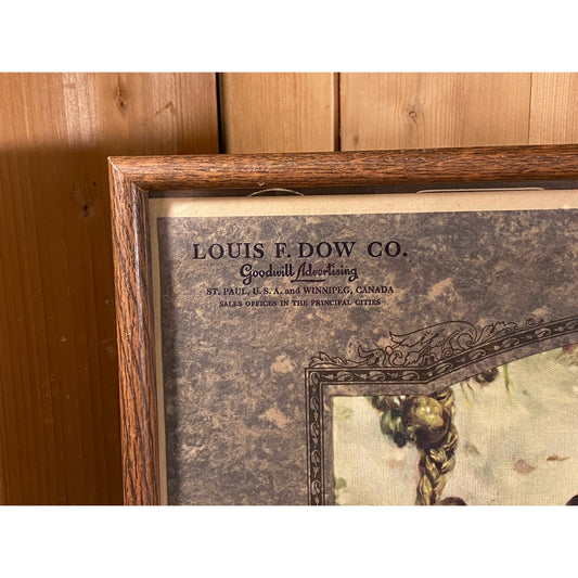 Antique Framed Wall Calendar with Children | Advertising Art | Illustrated Vintage Calendar | Victorian Wall Decor | Louis F. Dow Co.