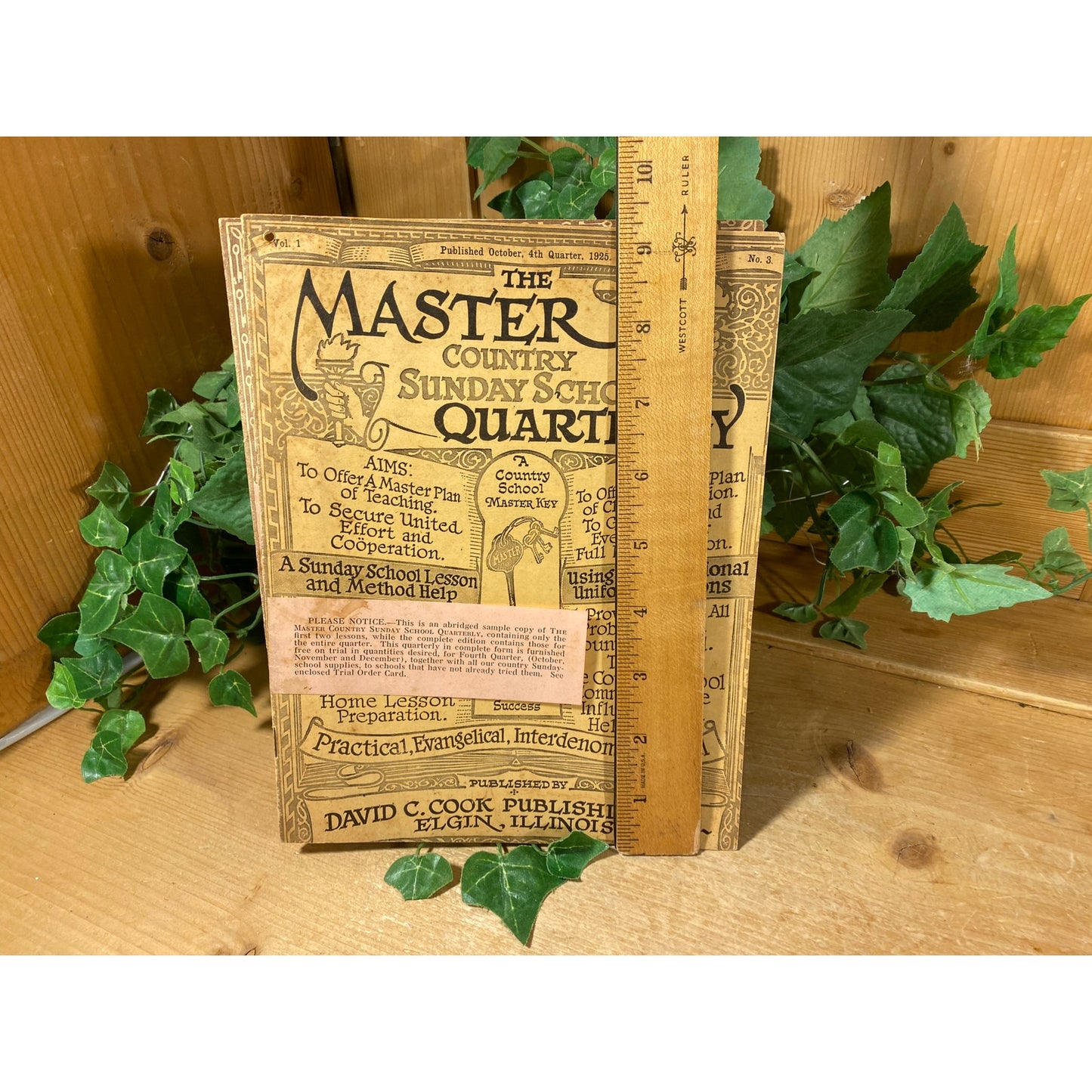 Antique Sunday School Paper Bulletin | October 1925 | The Master Country Sunday School Quarterly | Sunday School Papers | Vintage Ephemera