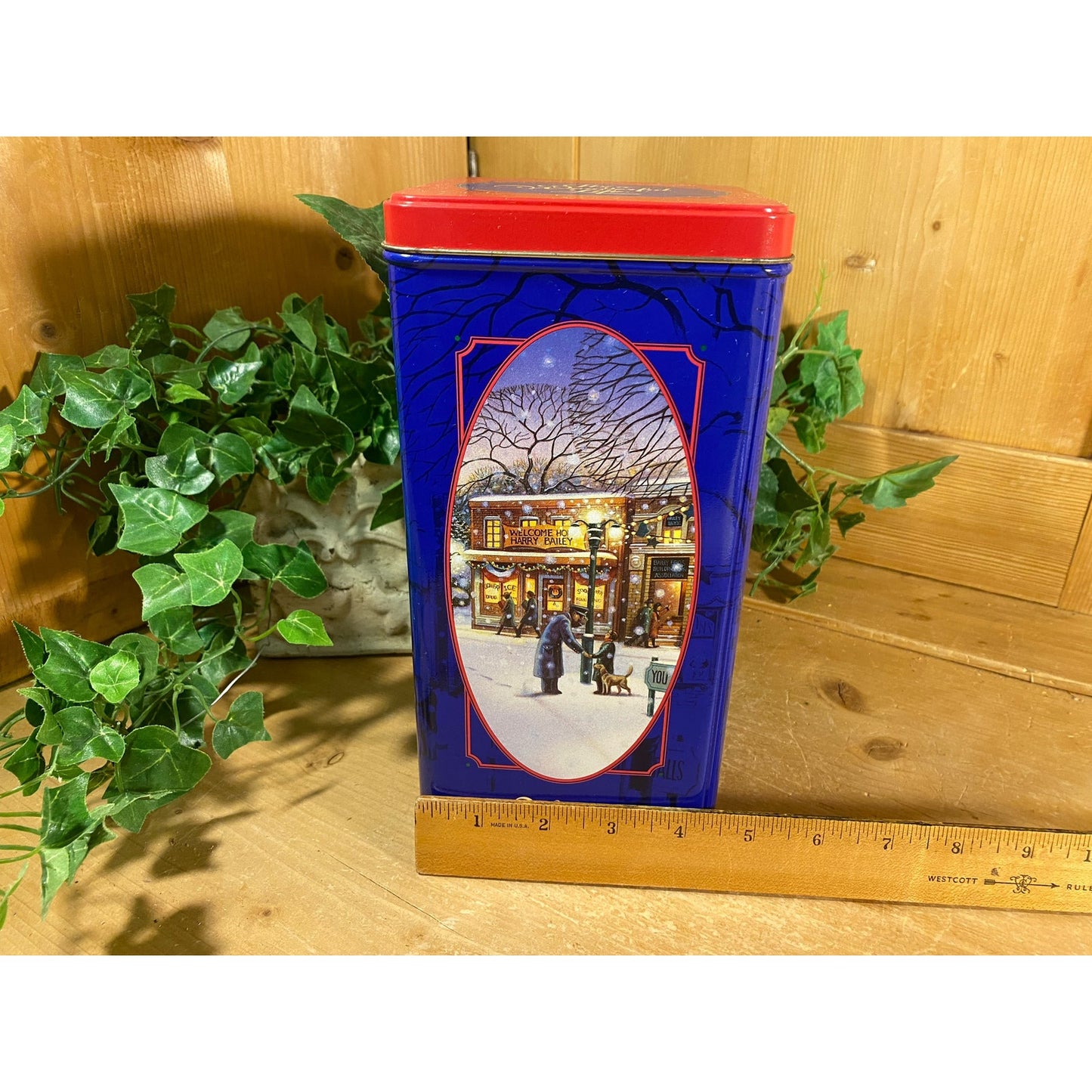 Vintage Christmas Tin: Oreo Cookies | It's A Wonderful Life | 1993 Collector's Edition | Square Canister | Vintage Advertising | Farmhouse