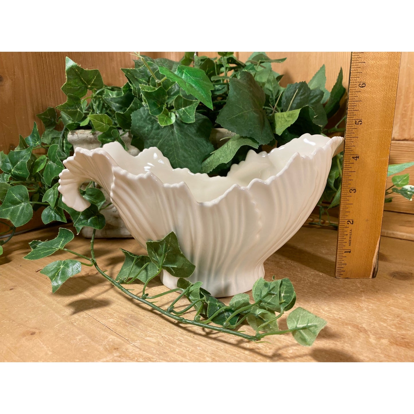 Vintage Scalloped White China Gravy Boat | Lenox | Cottagecore Kitchen | Spring Table Decor | Easter Table Decor | White Lenox China