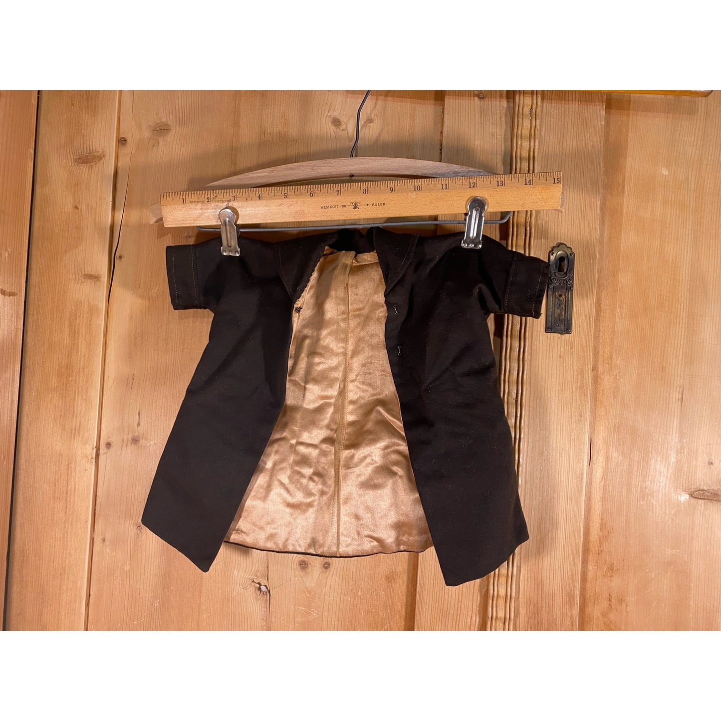 Vintage Doll Coat | Brown Doll Coat with Gold Lining | Doll Overcoat | Vintage Doll Clothes | Vintage Doll Clothing