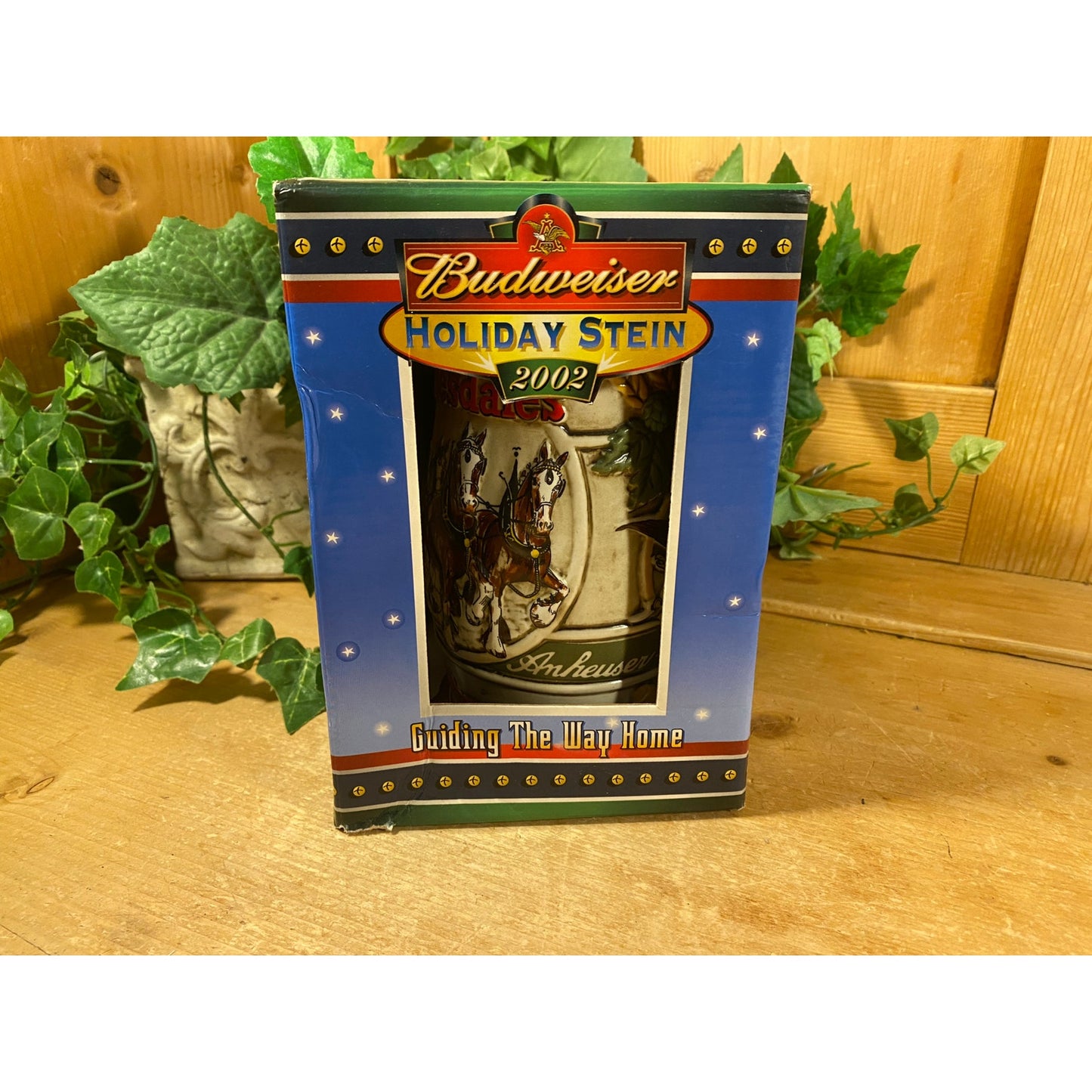 Vintage Ceramic Budweiser Stein In Original Box | 2002 | Budweiser Clydesdale Horses | Guiding the Way Home | Beer Stein | Retro Barware