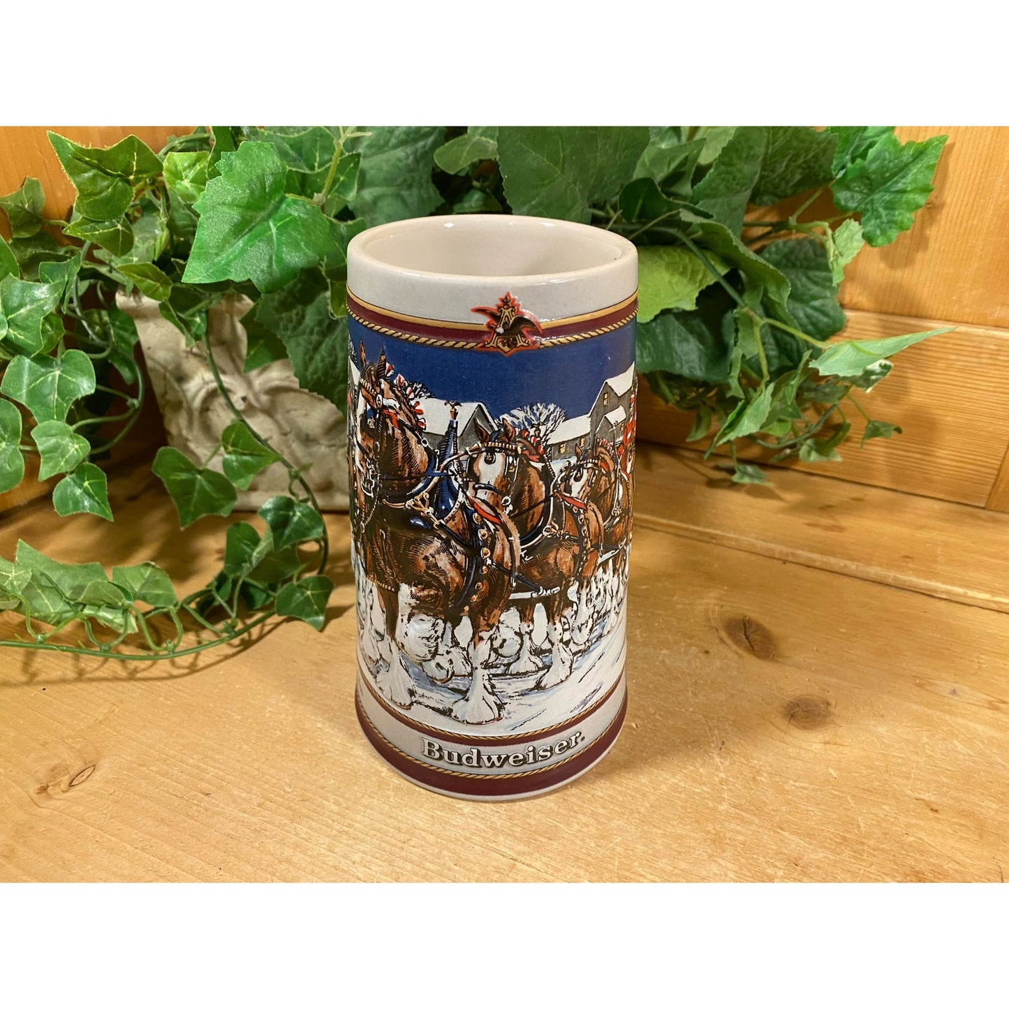 Vintage Ceramic Budweiser Stein | 1989 | Budweiser Clydesdale Horses | Strength, Power, Beauty | Ceramarte Beer Stein | Retro Barware