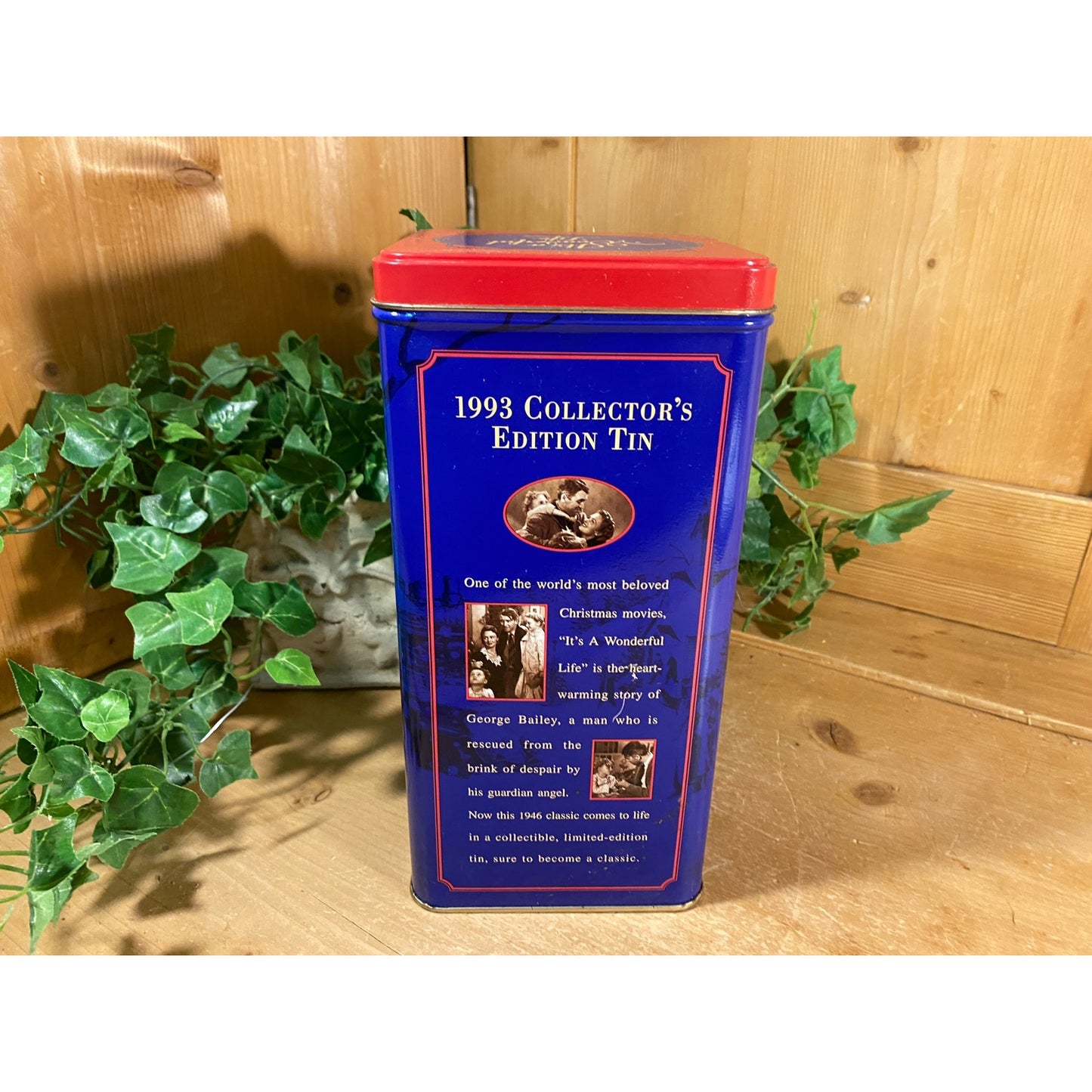 Vintage Christmas Tin: Oreo Cookies | It's A Wonderful Life | 1993 Collector's Edition | Square Canister | Vintage Advertising | Farmhouse