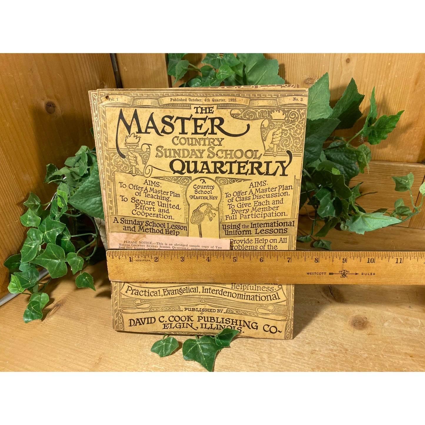 Antique Sunday School Paper Bulletin | October 1925 | The Master Country Sunday School Quarterly | Sunday School Papers | Vintage Ephemera