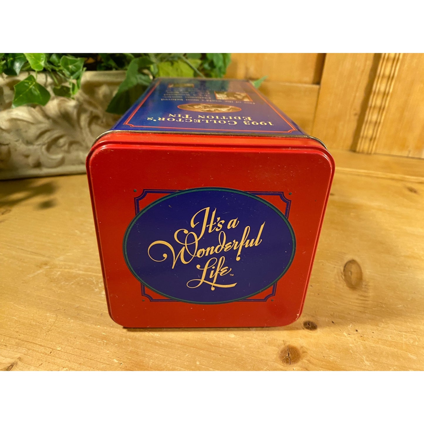 Vintage Christmas Tin: Oreo Cookies | It's A Wonderful Life | 1993 Collector's Edition | Square Canister | Vintage Advertising | Farmhouse