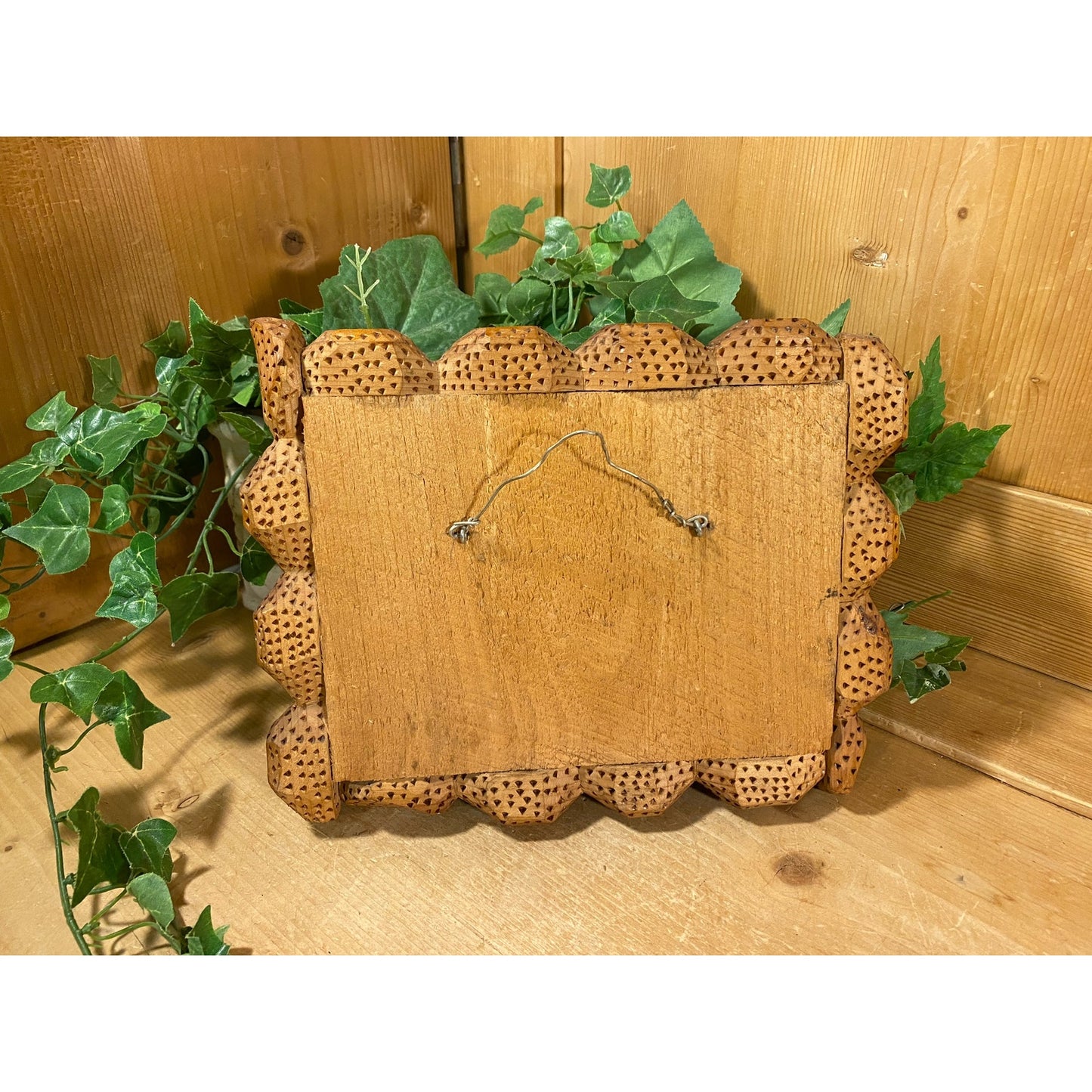 Vintage Art Print In Folk Art Frame | Farmhouse and Orchard Scene | Rustic Farmhouse Wall Decor | Primitive Wall Decor | Folk Art Decor