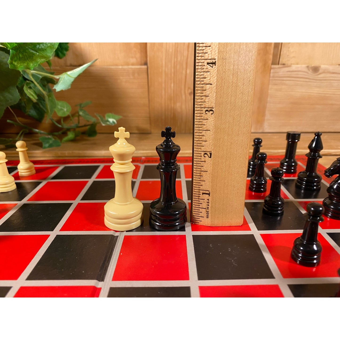 Vintage Game: Classic Chess Set in Black and Red | Cardboard Chess Set | Classic Black and Red Chess Set | Family Game Night Board Game