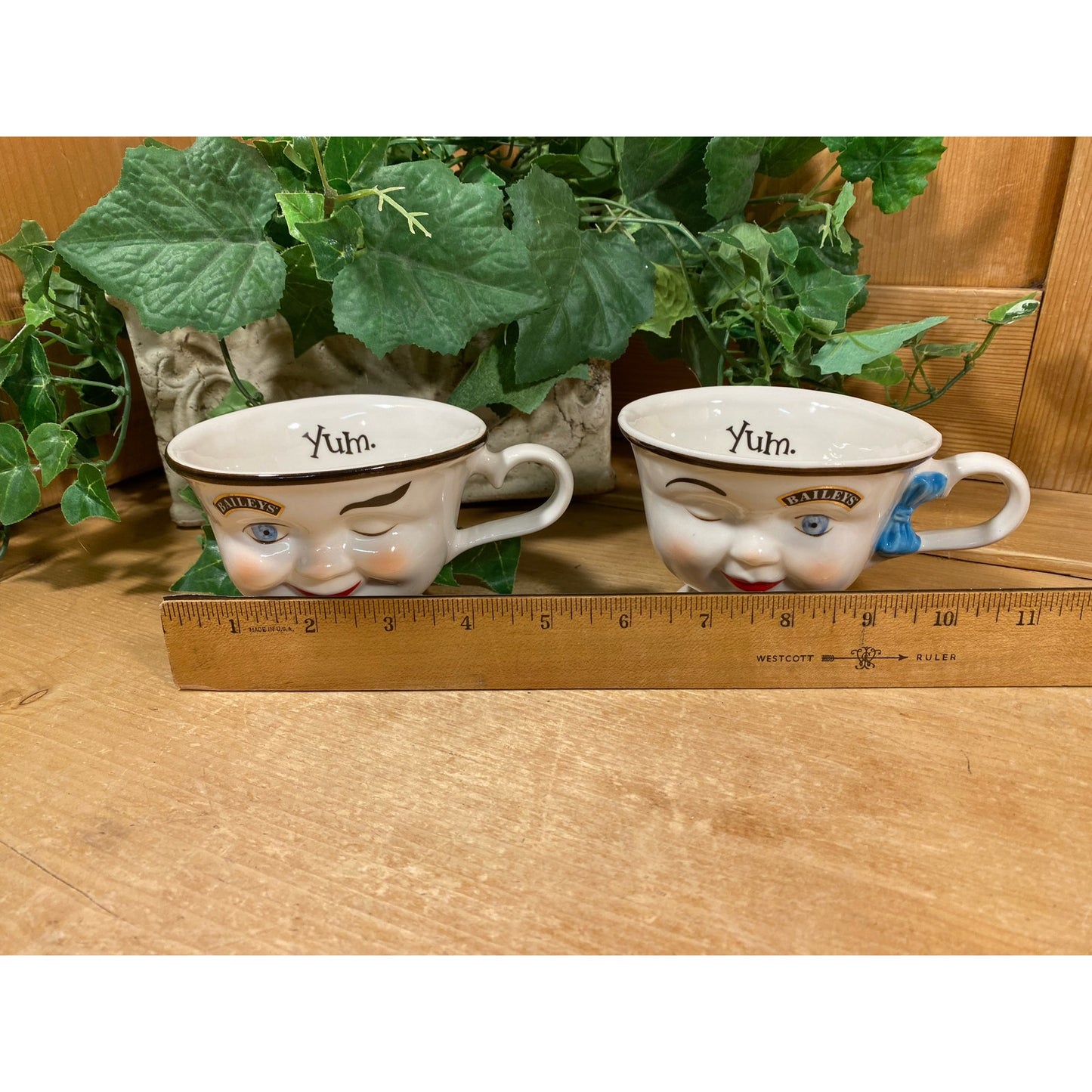 Vintage Baileys Irish Cream Winking Cups - Set of 2 | Winking Man Mug | Winking Lady Mug | Limited Edition 1996 | Yum | Baileys Face Teacups