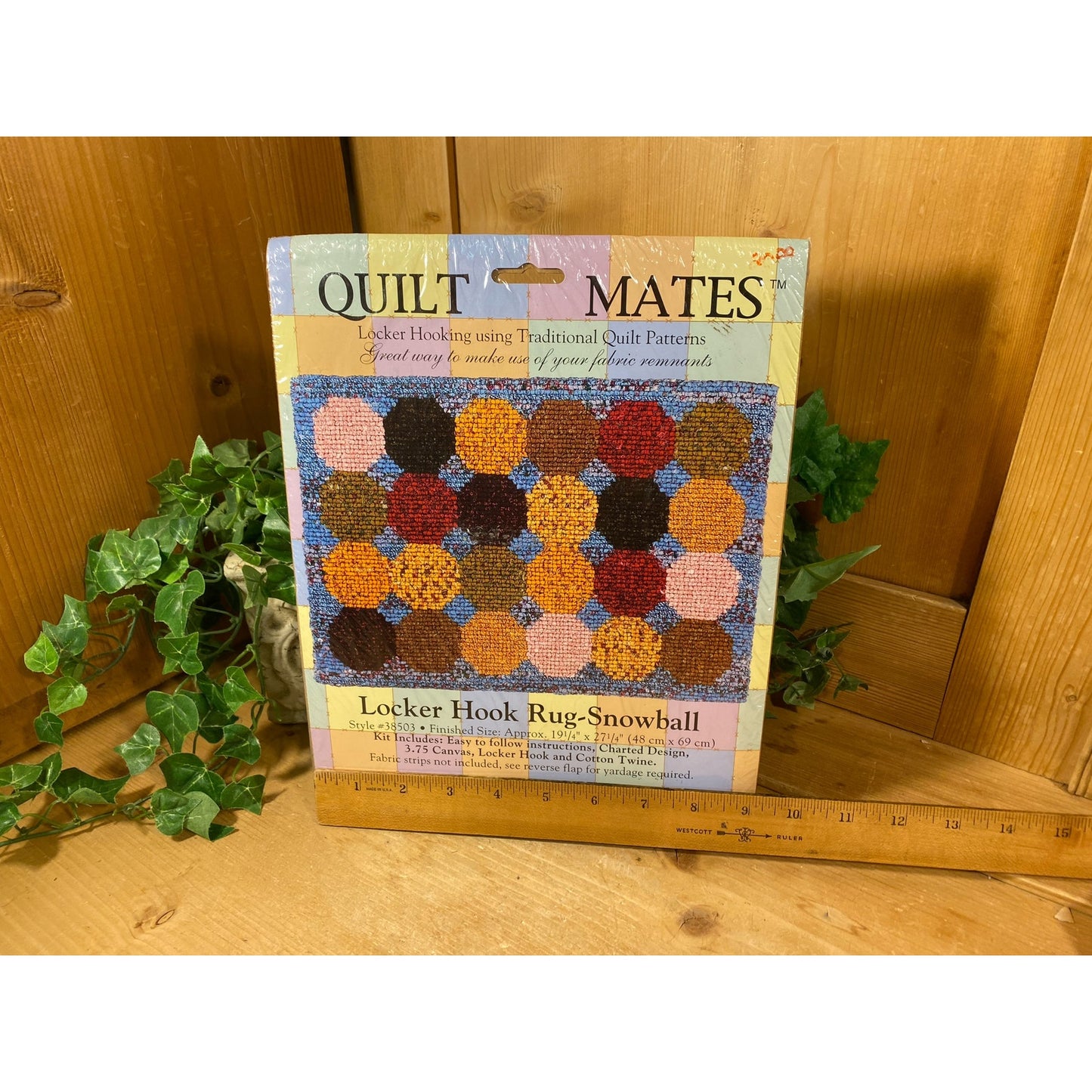 Vintage Locker Hook Rug Kit - Complete, In Package | Snowball Rug | Quilt Mates | Vintage Latch Hook Kit with Supplies | Retro Craft Kit