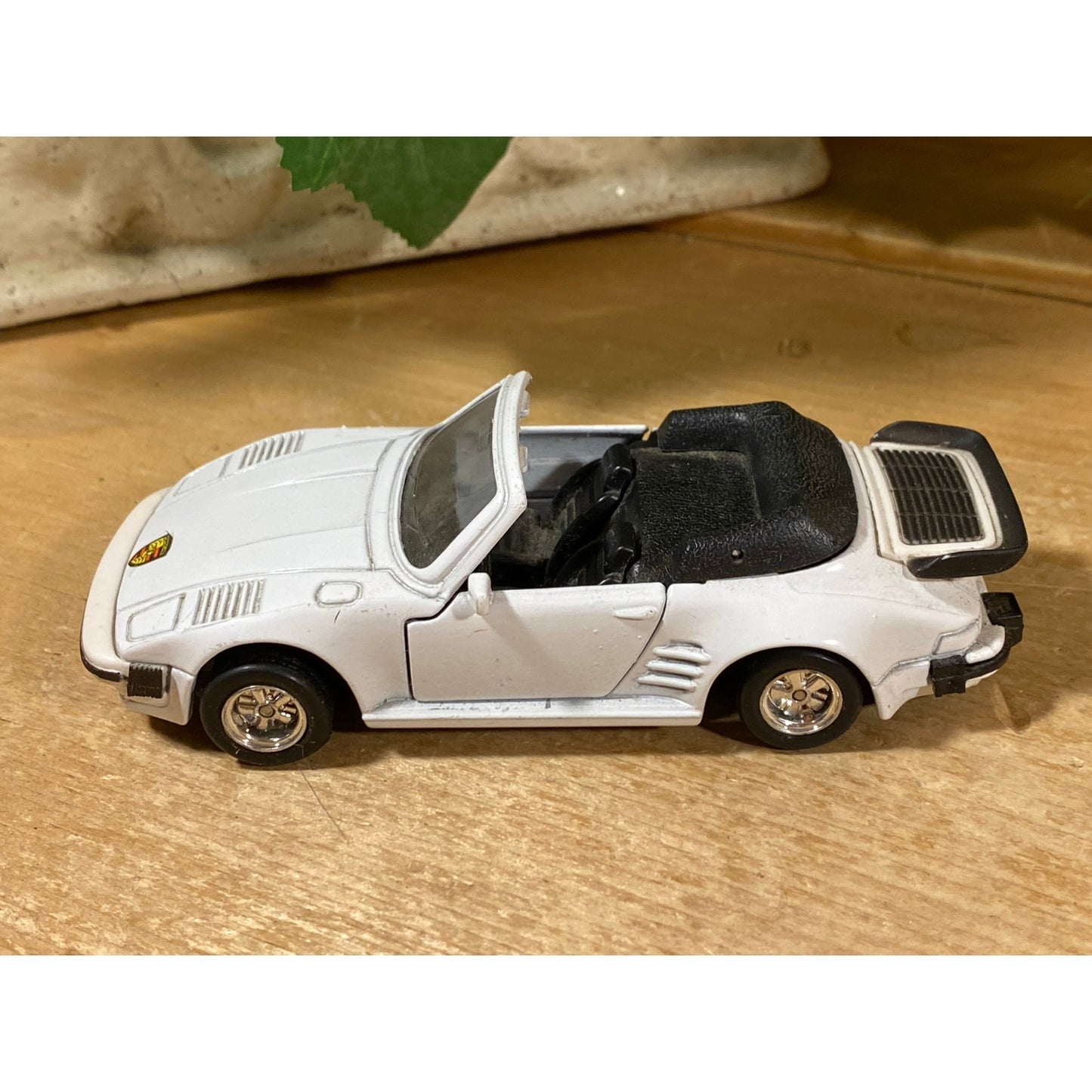 Vintage Toy Car | White Convertible Porsche 911 Turbo Flat Nose Cabriolet | MC Toys | 1:36 Scale Model Car | Collectible Miniature Car