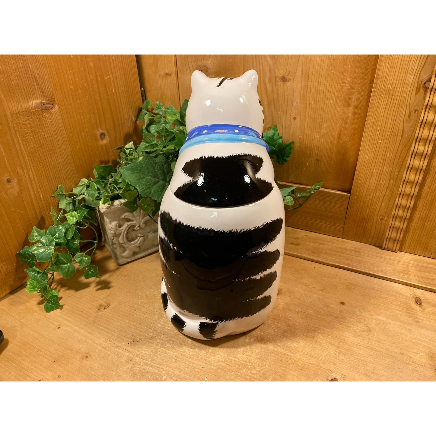 Vintage Ceramic Whimsical Cat Cookie Jar | Coco Dowley | Retro Cat Treat Jar | Farmhouse Kitchen Decor | Ceramic White Cat Treat Canister