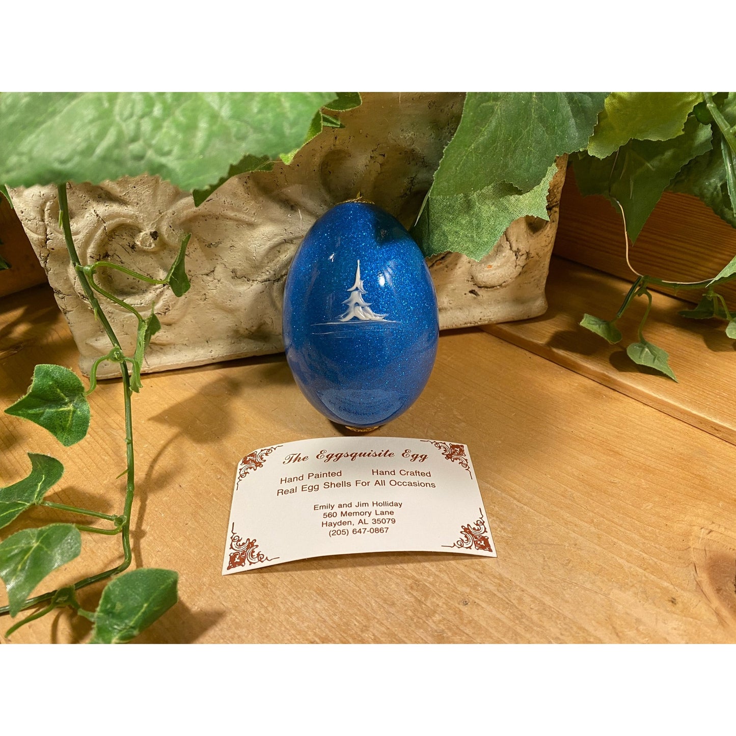 Vintage Handpainted Real Eggshell Ornament | Victorian Ice Skaters | Eggsquisite Egg | Blue Christmas Egg | Painted Egg Signed by Artist