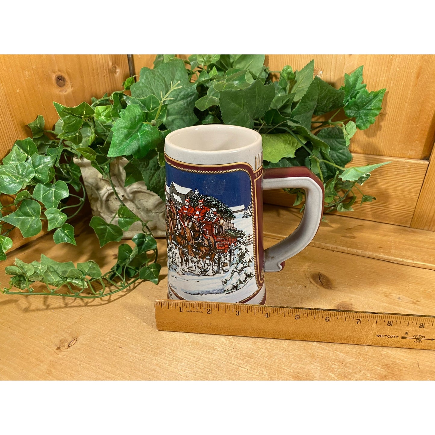 Vintage Ceramic Budweiser Stein | 1989 | Budweiser Clydesdale Horses | Strength, Power, Beauty | Ceramarte Beer Stein | Retro Barware
