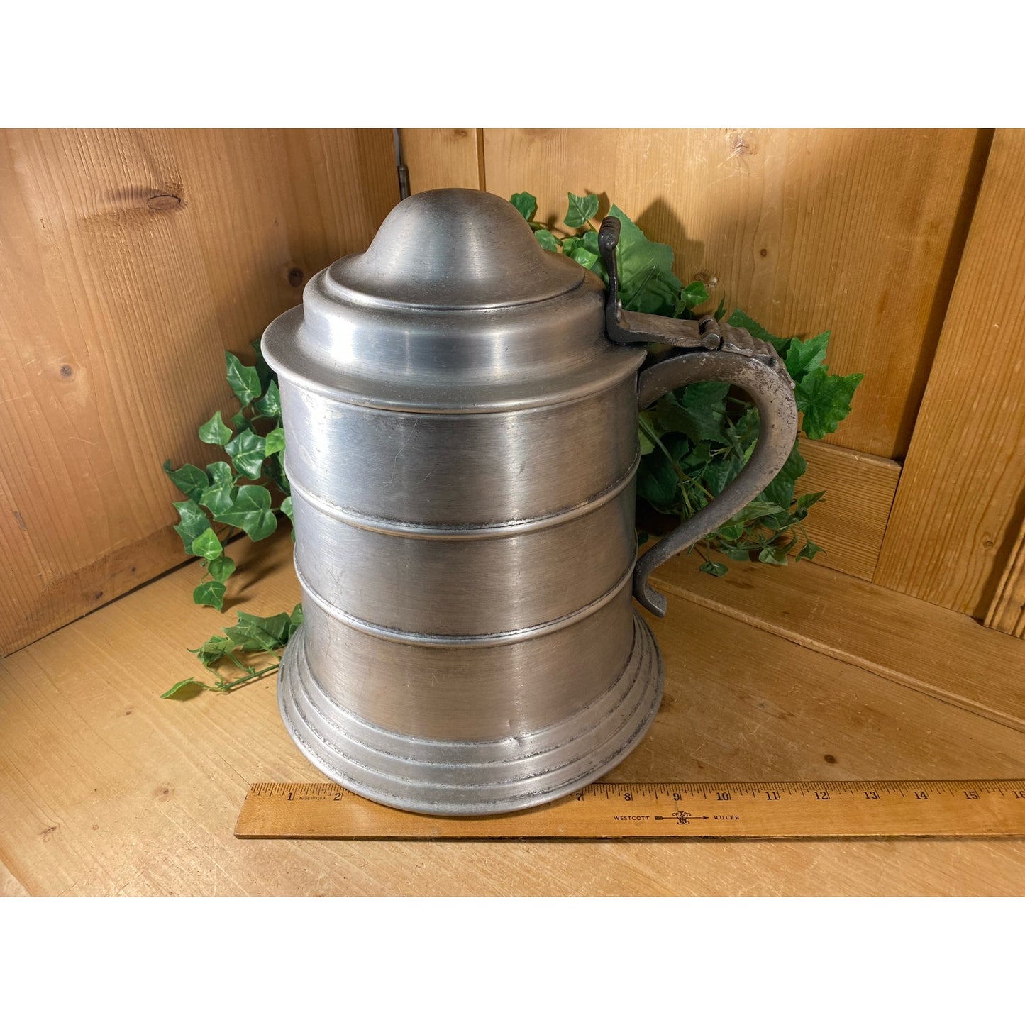Vintage Pewtertone Tankard | Metal Beer Stein with Cover | Pewter Ice Bucket | Seymour Mann | Academia Shelf Decor | Barware | Home Bar