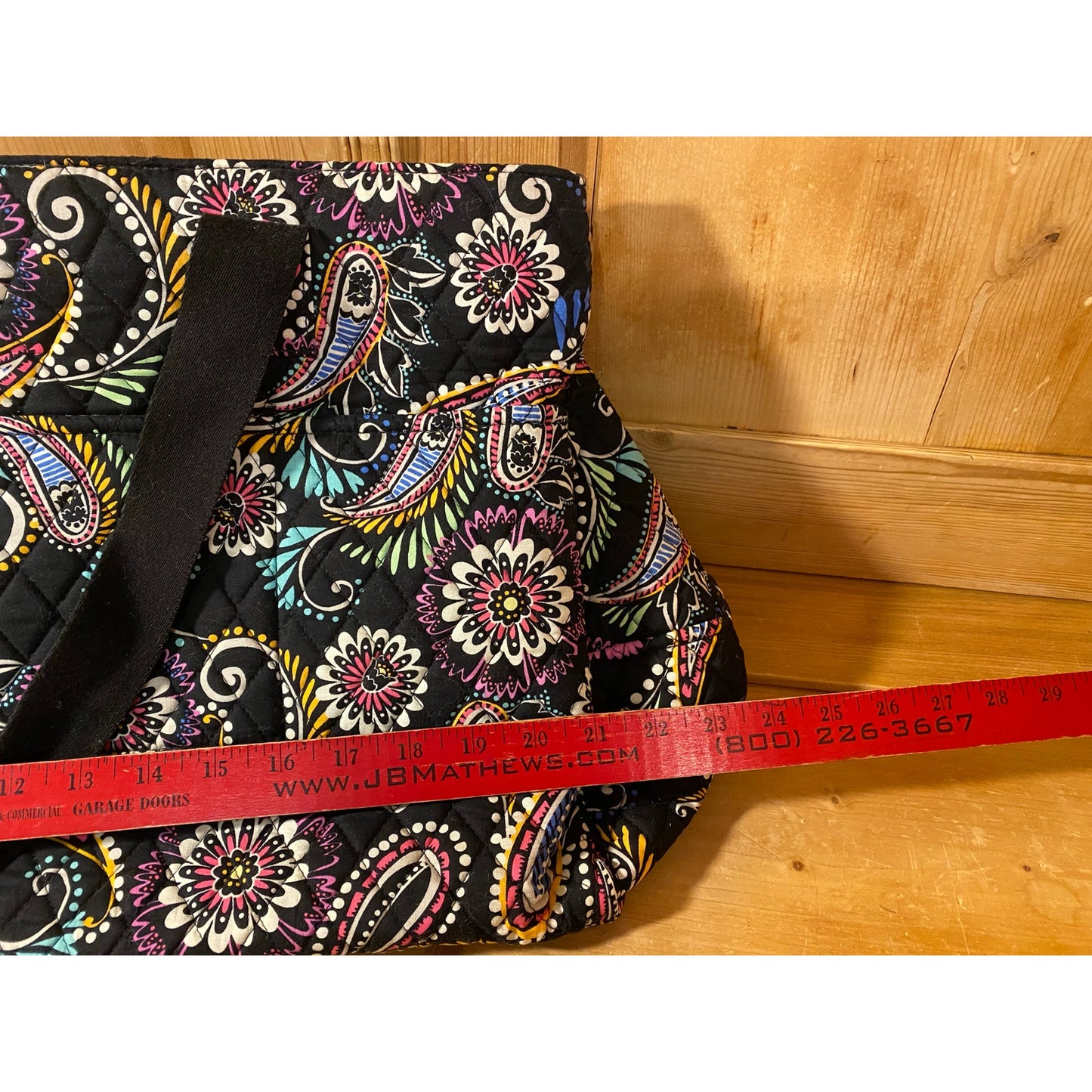 Vintage Vera Bradley Black Paisley Travel Tote | Bandana Swirl | 2009 | Retired Black Floral Tote Bag with Two Straps | Traveler Tote Bag
