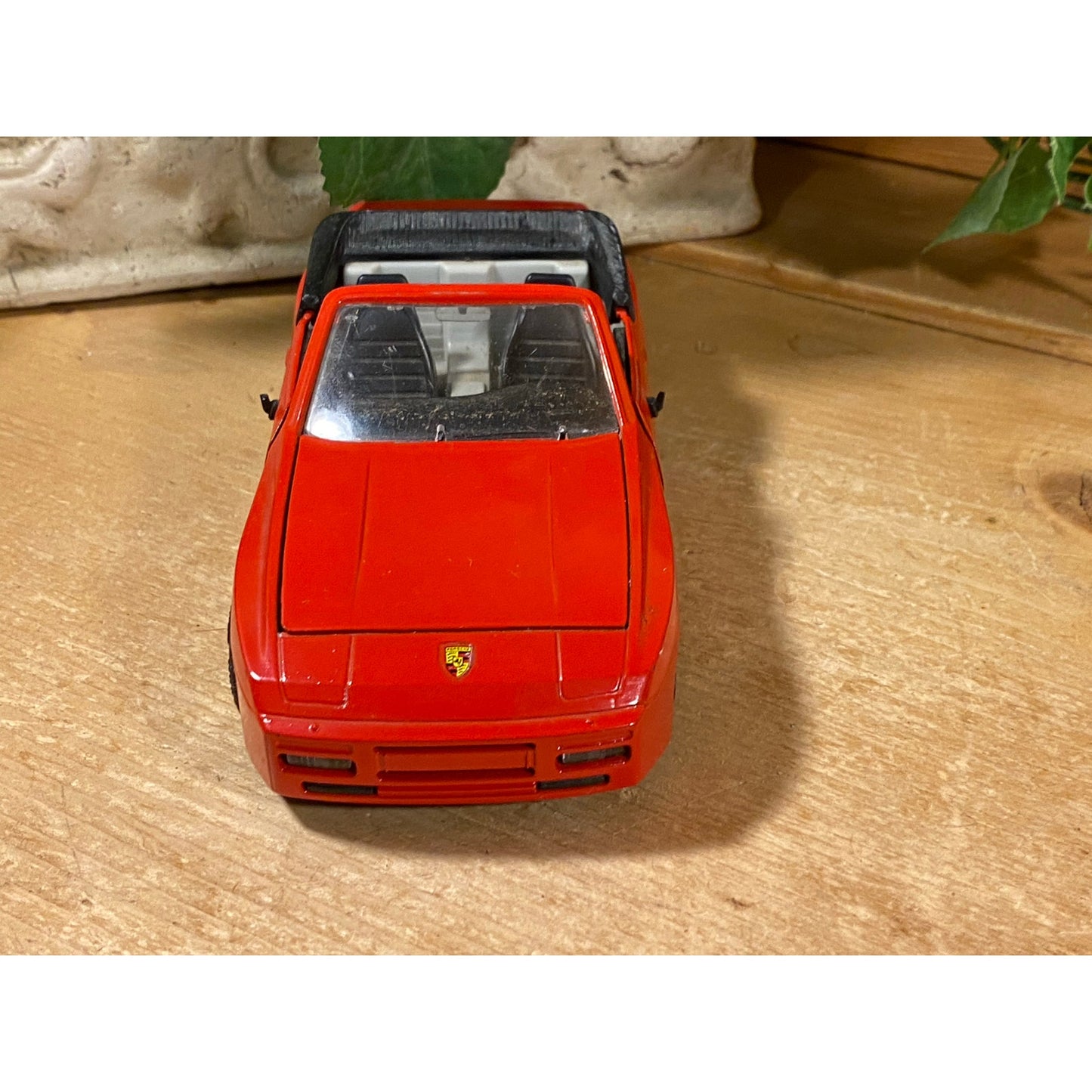 Vintage Toy Car | Red Convertible Porsche 944 Turbo | Majorette | 1:24 Scale Model Car | Collectible Miniature Car