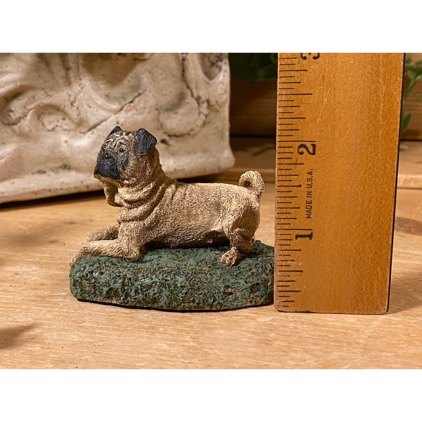 Vintage Cold Bronze Cast "Pug" Dog Figurine | Kennel Collection | Marsha A. Richardson | Cottagecore | Handcrafted In Boone, NC | Dog Figure
