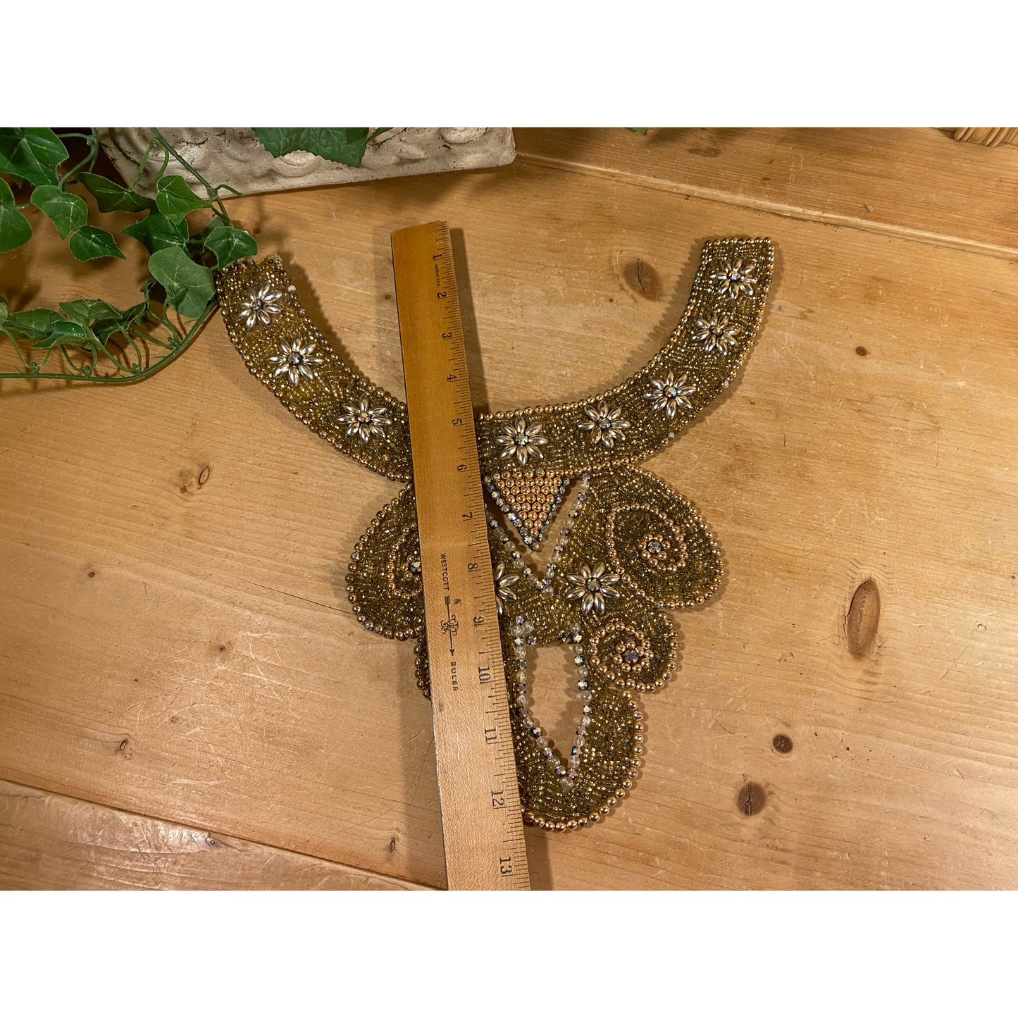 Vintage Beaded Collar Necklace | Textile Dress Collar with Ornate Beading | Shabby Chic Fashion | Victorian Dress Collar