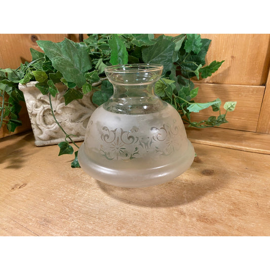 Vintage Frosted Glass Lamp Shade with Swirl Pattern | Replacement Glass Hurricane Lampshade Dome | Shabby Chic | Victorian Room Decor