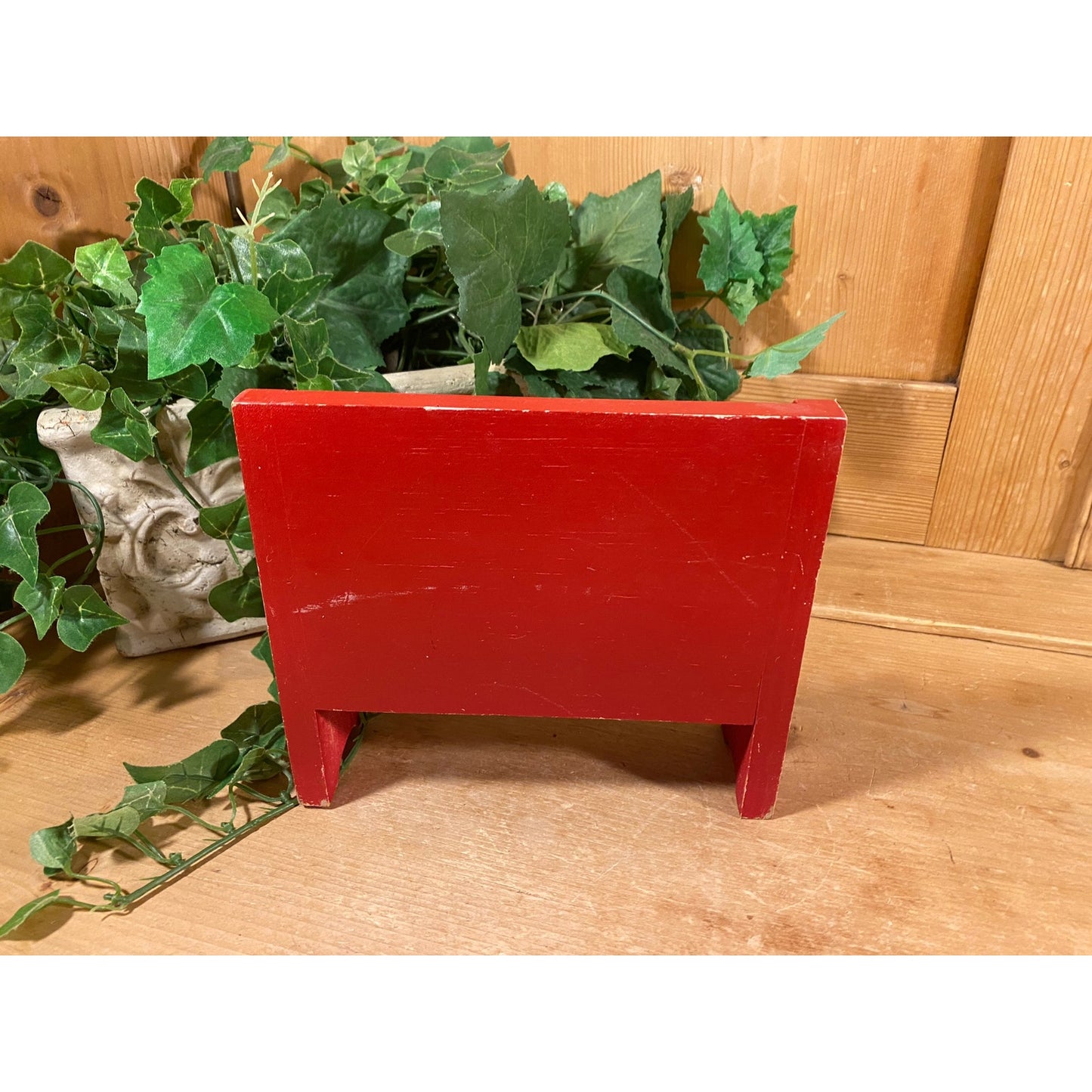 Vintage Red Wooden Doll Bench | Miniature Wood Doll Chair | Doll Furniture | Red Wooden Doll Furniture | Miniature Doll Bench | Doll Bench