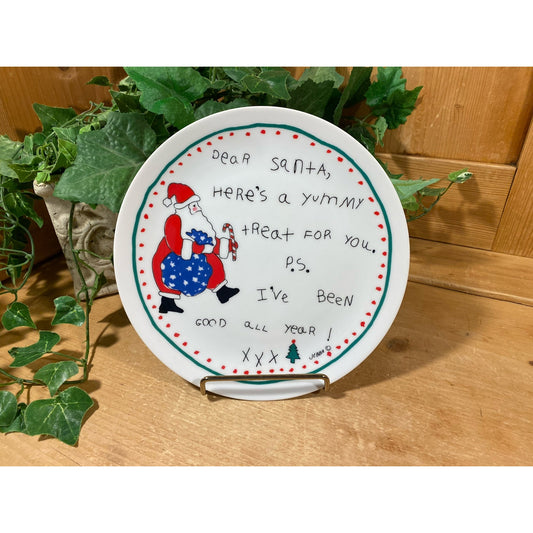 Vintage Cookies for Santa Plate | Whimsical Christmas Plate | Folkart Santa Claus Cookie Plate | Holiday Table Decor | Retro Christmas Decor