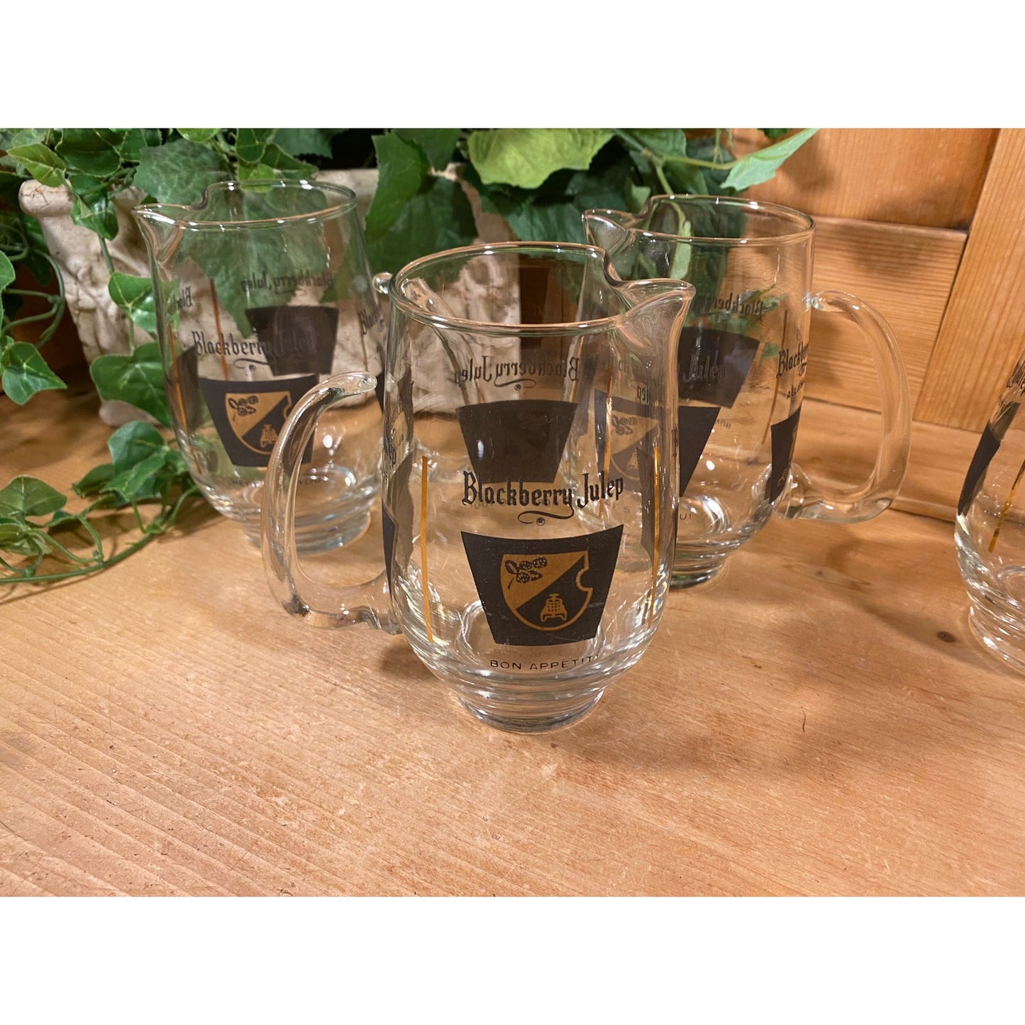 Vintage Glass Blackberry Julep Glasses - Set of 4 | Mixing Glasses | Vintage Southern Kitchen | Academia Barware | Cocktails Glasses Set