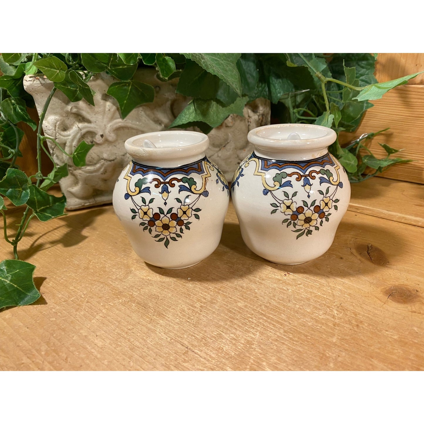 Vintage French Ceramic Mustard Jars with Spoons | Digoin & Sarreguemines | Cottagecore Kitchen Shelf Decor | French Mustard Pots (no lids)