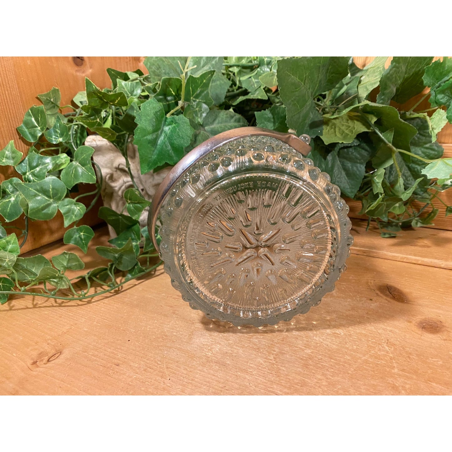 Vintage Round Clear Glass Ice Bucket with Metal Handle | Teleflora | Wine Chiller | MCM | Champagne Bucket | Ice Pail | Midcentury Modern