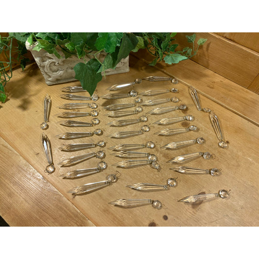 Vintage Glass Chandelier Dangles - 35 Pieces | Victorian Chandelier Parts | Midcentury Modern Lighting | MCM Decor | Glass Chandelier Pieces
