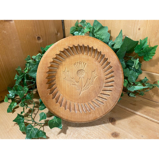Vintage Handcarved Wooden Thistle Shortbread Mould | Taycraft | Round Scottish Shortbread Mold | Scotland Souvenir | Cottagecore Wall Decor