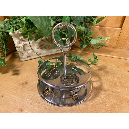 Vintage Metal Condiment and Cruet Caddy | Midcentury Modern Table Decor | Silver Condiment Serving Tray | Cottagecore Kitchen Decor