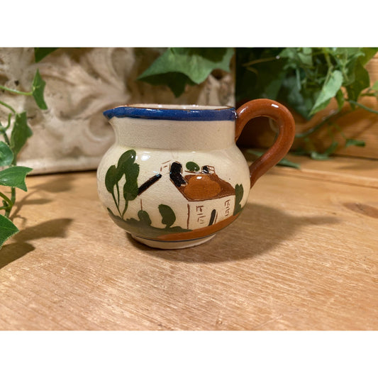 Vintage Mini Ceramic Cream Pitcher "Fresh From the Dairy" | Devon Pottery | Made In England | Cottagecore Shelf Decor | Farmhouse Kitchen